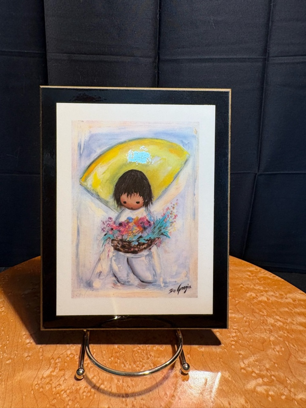 VTG Ted DeGrazia "Flower Boy" Love Plaque - MCM Southwest Art 5x7